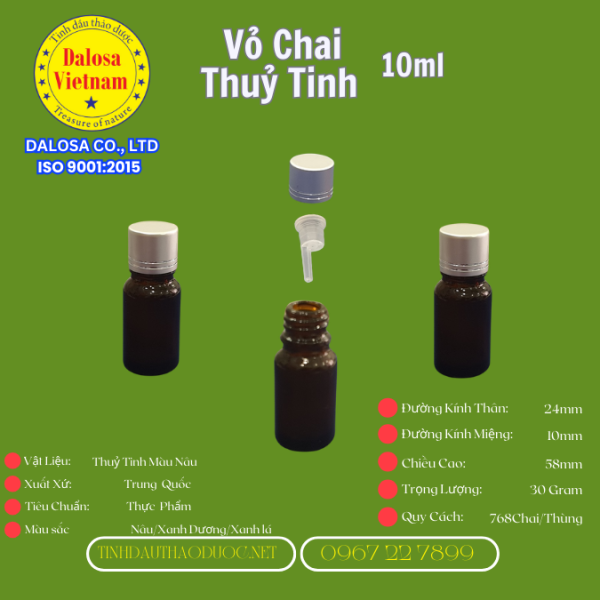 Vỏ Chai Thủy Tinh 10ml Sản Phẩm Tiện Dụng Vói Nhiều Hữu Ích